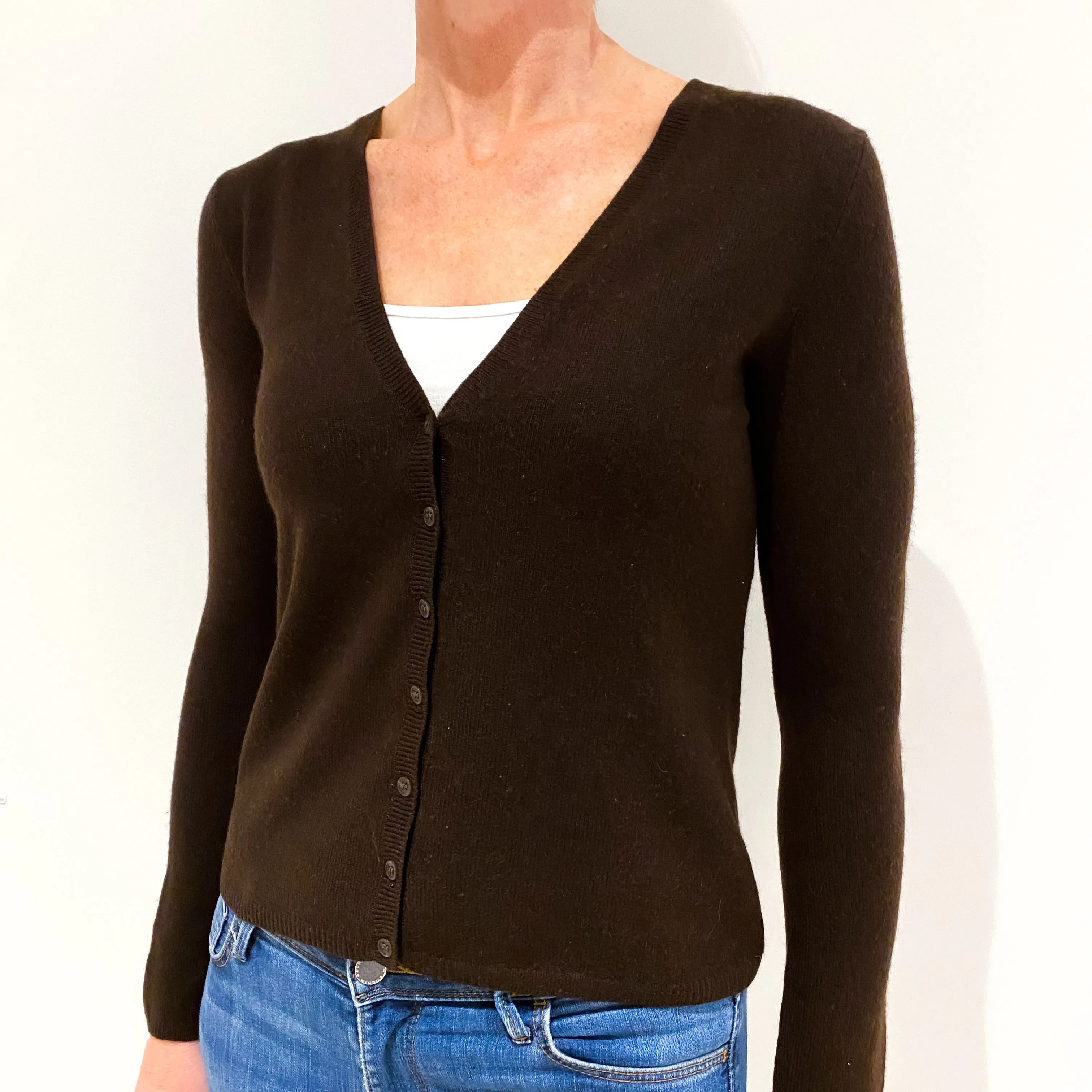 Peppercorn Brown Cashmere Cardigan Small