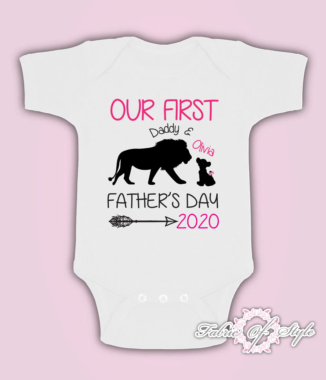 Personalised Lion Our First Fathers Day Baby Kids  Body Suit Vest Girl