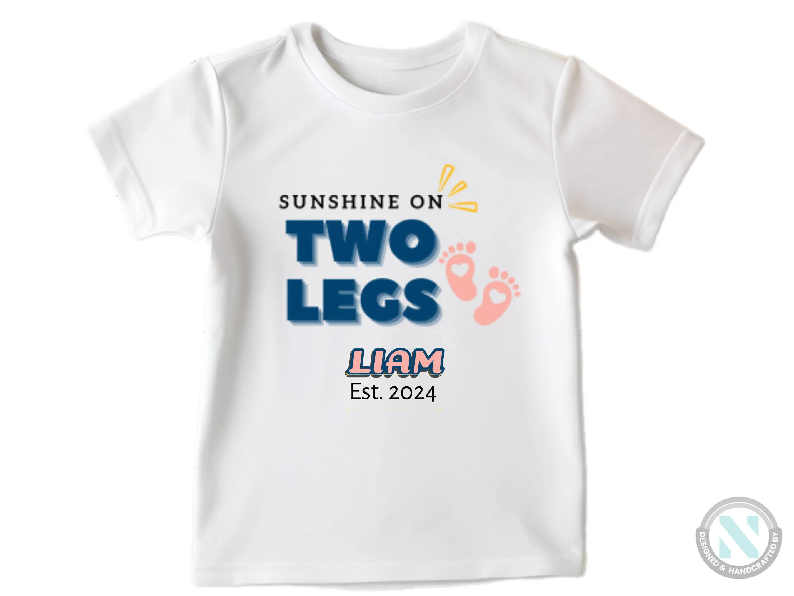 Personalize Name And Date Long Sleeve Baby Bodysuit for Boys with "Sunshine On Two Legs"