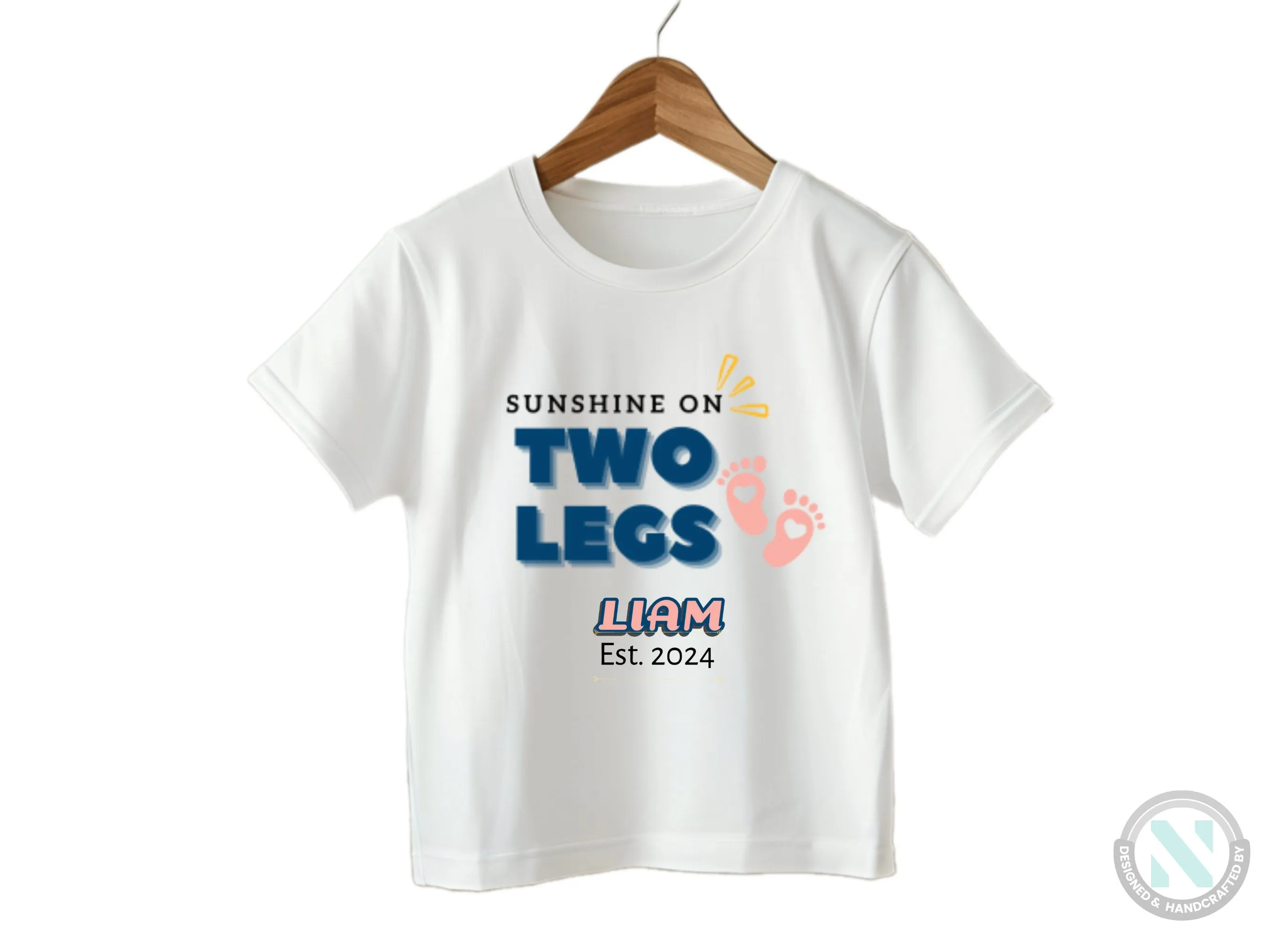 Personalize Name And Date Long Sleeve Baby Bodysuit for Boys with "Sunshine On Two Legs"