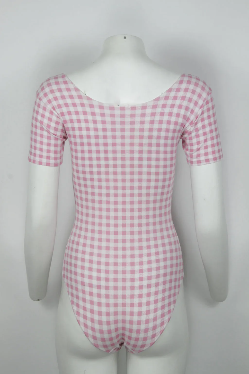 Pink gingham cotton bodysuit - S