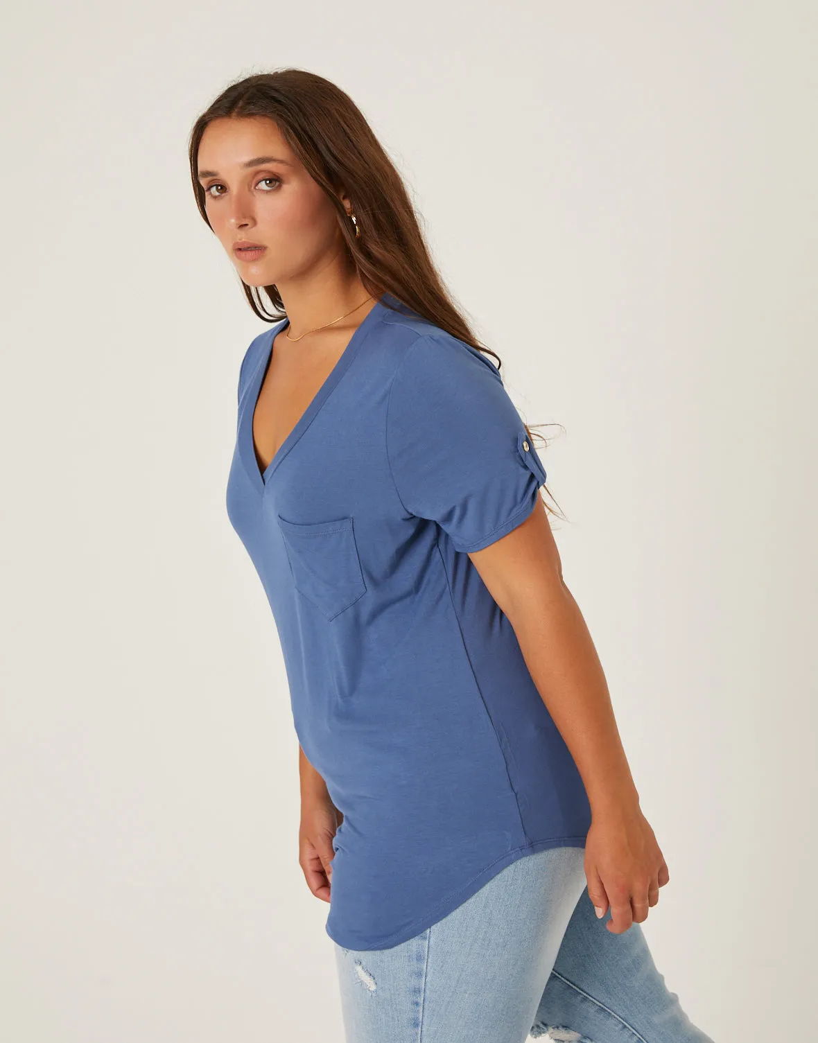 Plus Size Drapey V-Neck Pocket Tee