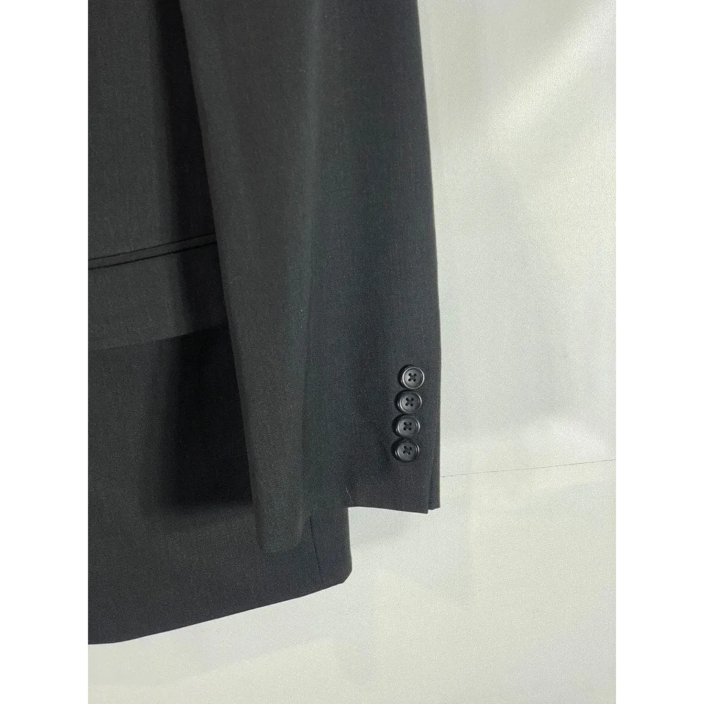 PRONTO UOMO PLATINUM Men's Solid Black Wool Modern-Fit Two-Button Blazer SZ 42R