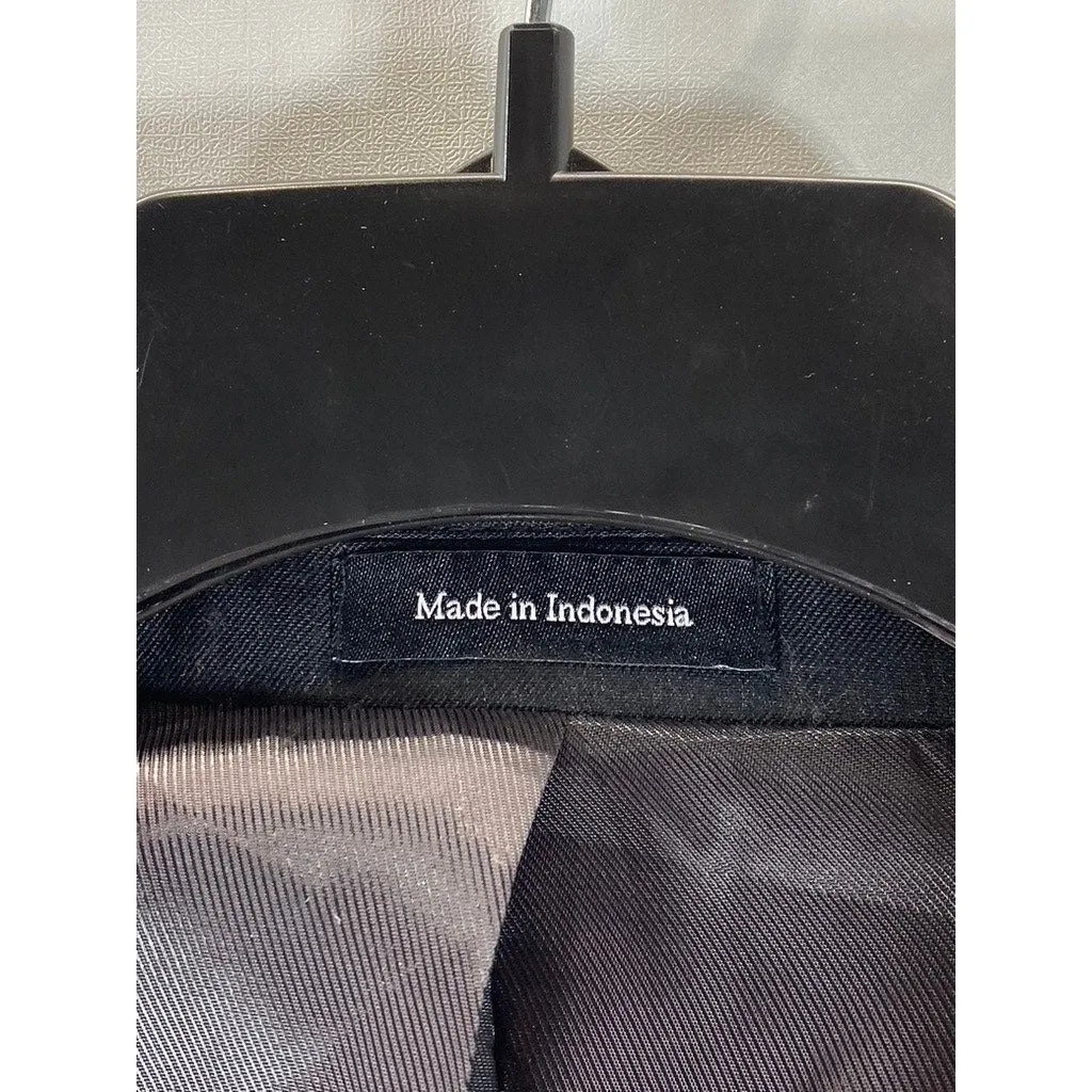 PRONTO UOMO PLATINUM Men's Solid Black Wool Modern-Fit Two-Button Blazer SZ 42R
