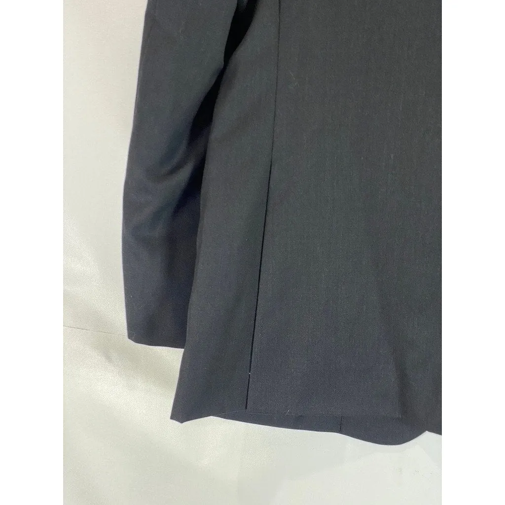 PRONTO UOMO PLATINUM Men's Solid Black Wool Modern-Fit Two-Button Blazer SZ 42R