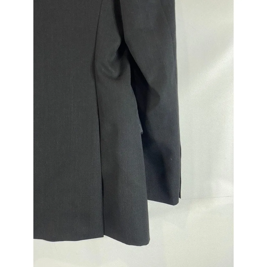 PRONTO UOMO PLATINUM Men's Solid Black Wool Modern-Fit Two-Button Blazer SZ 42R