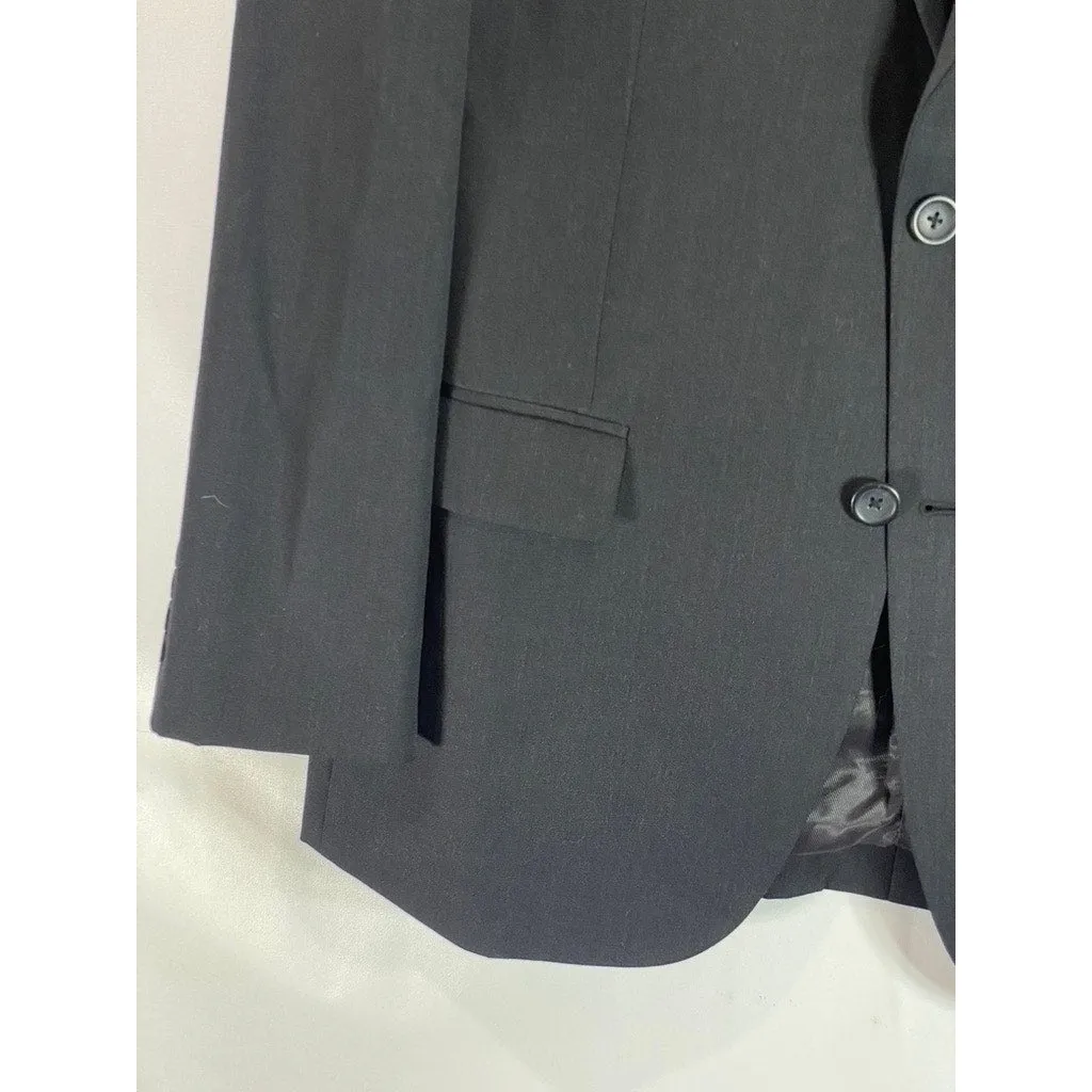 PRONTO UOMO PLATINUM Men's Solid Black Wool Modern-Fit Two-Button Blazer SZ 42R