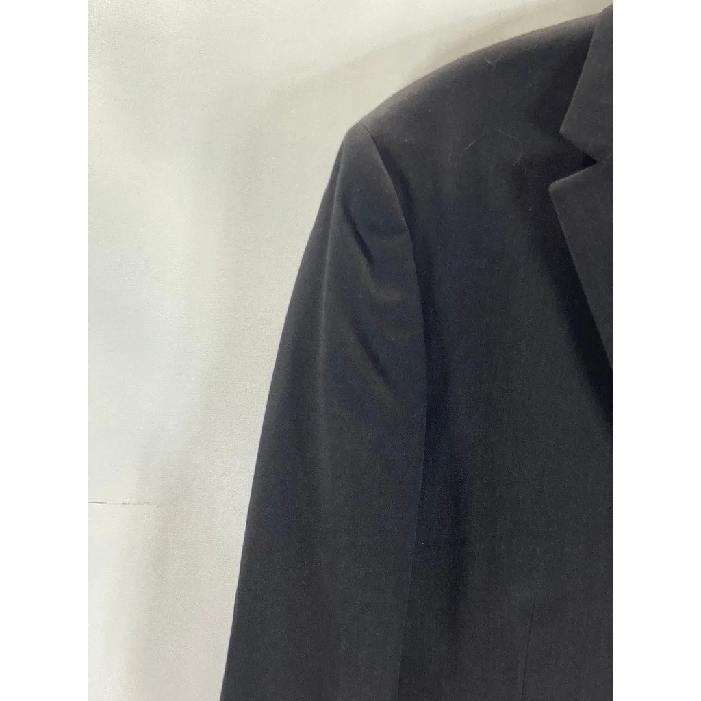 PRONTO UOMO PLATINUM Men's Solid Black Wool Modern-Fit Two-Button Blazer SZ 42R