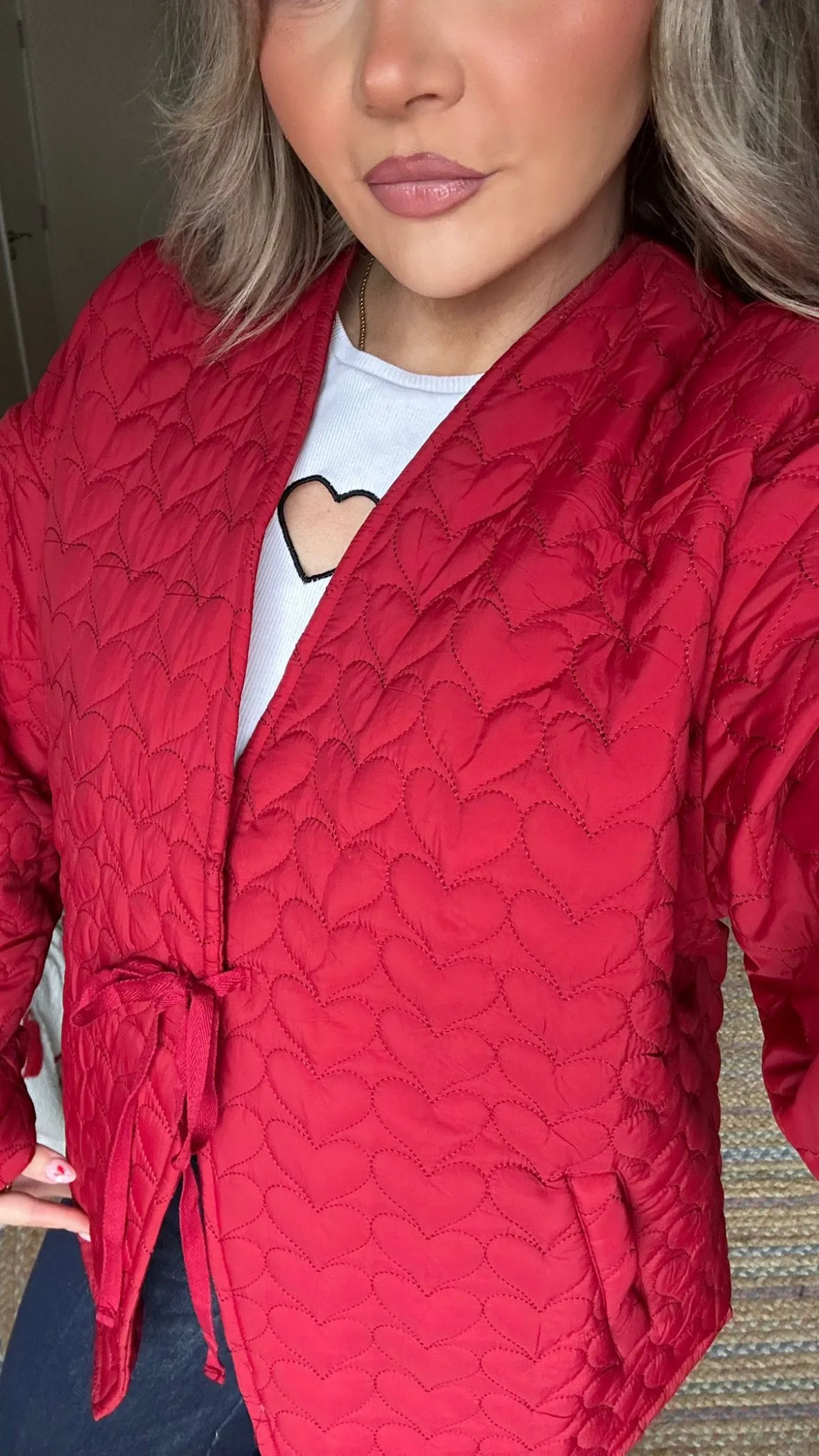 Quilted Heart Jacket - Red