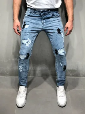Ripped&Repaired Jeans Random Patches