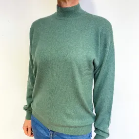 Sage Green Cashmere Turtle Neck Jumper