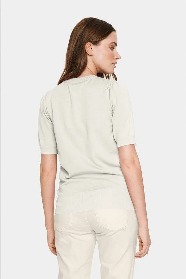 Saint Tropez Milasz Ice Fine Knit Short Sleeve Jumper