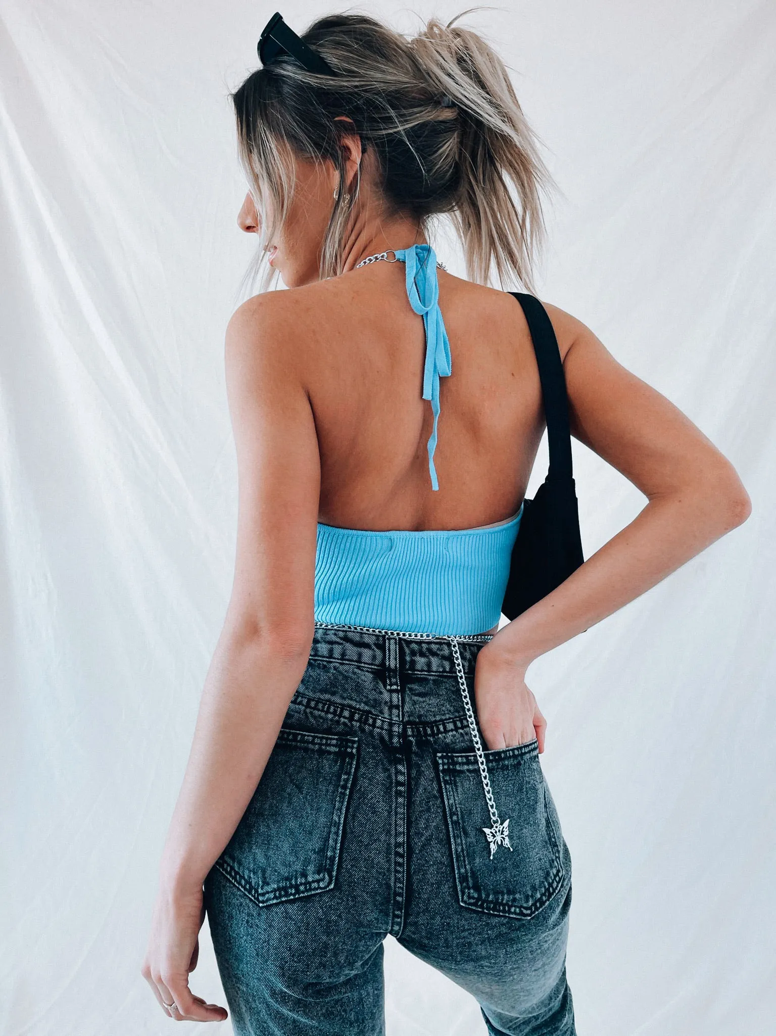 SALE: Baby Blue Chained Halter