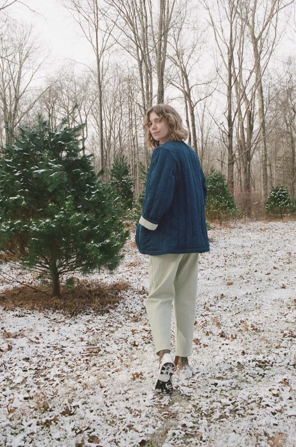 Sawyer Quilted Jacket Denim / Eucalyptus