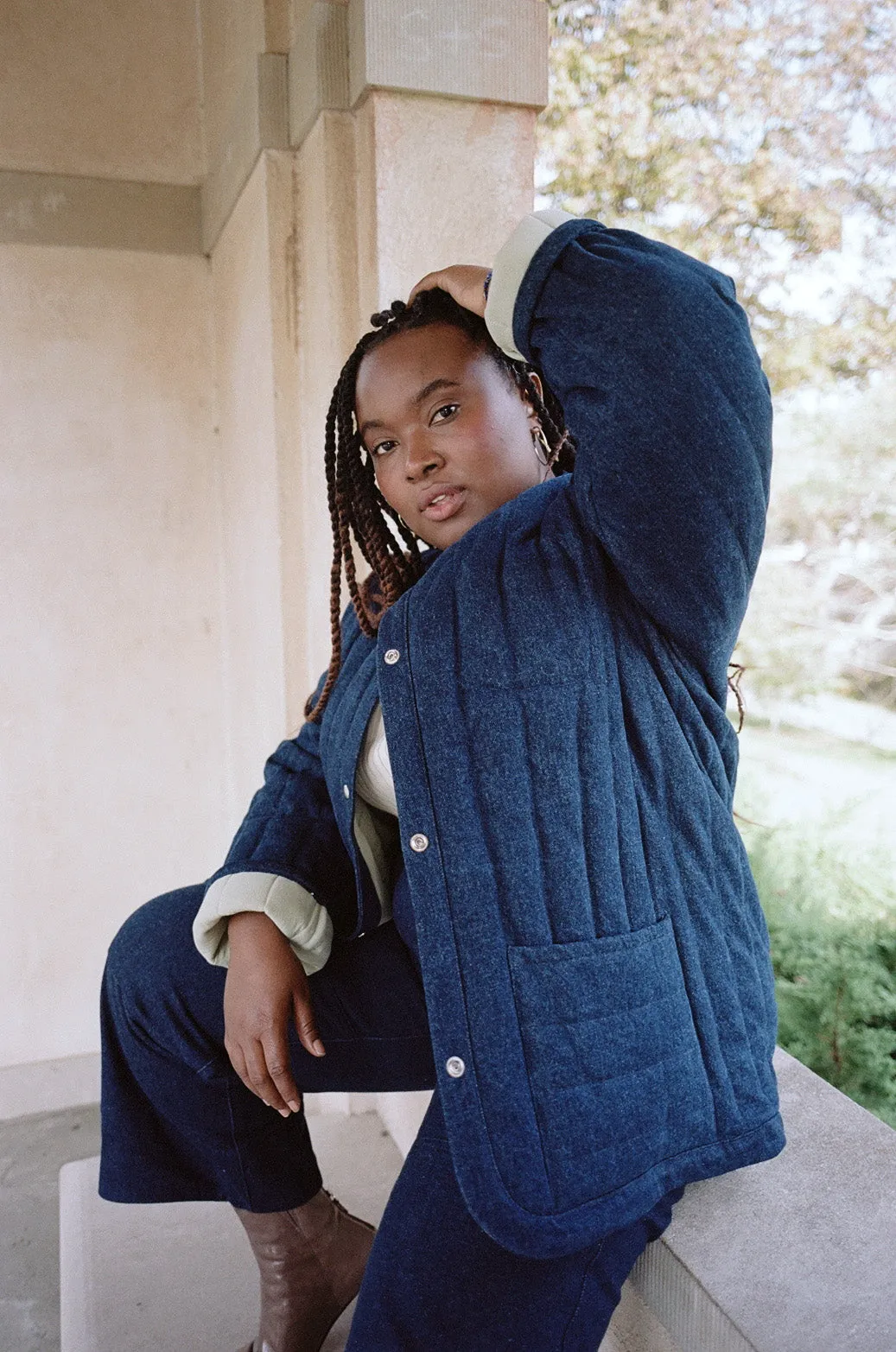 Sawyer Quilted Jacket Denim / Eucalyptus