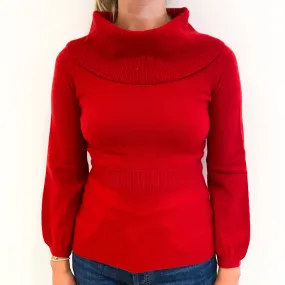 Scarlet Red Cashmere Cowl Neck Jumper Small
