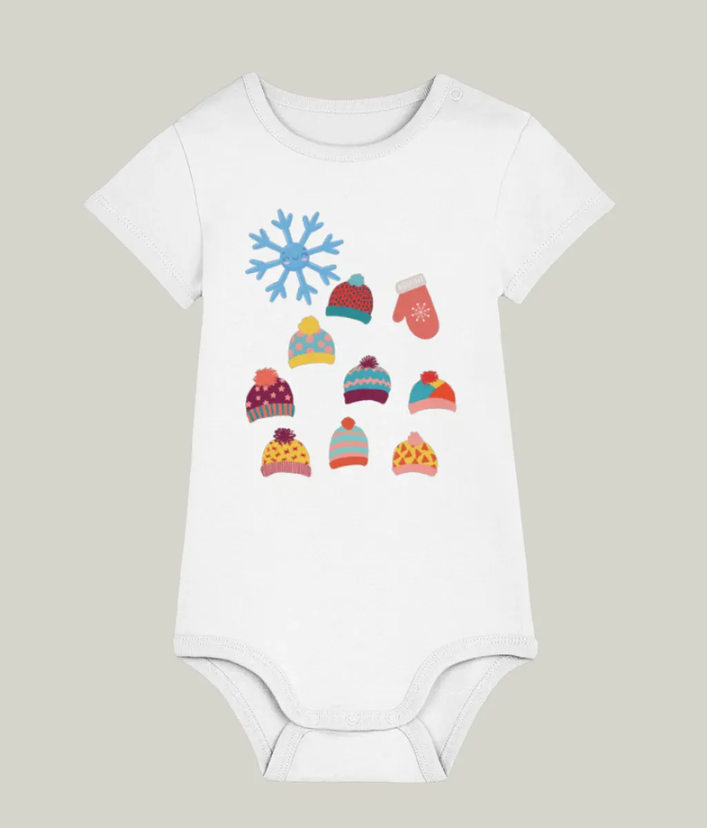 See’-Soo Baby “Cosy Winter” 100% Organic Cotton Bodysuit, White