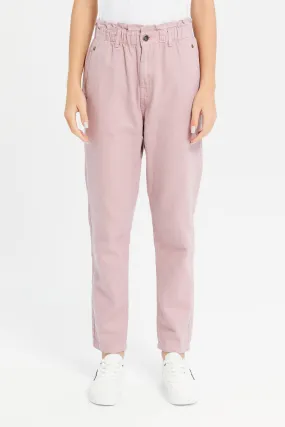 Senior Girls Pink Baggy Fit Jeans