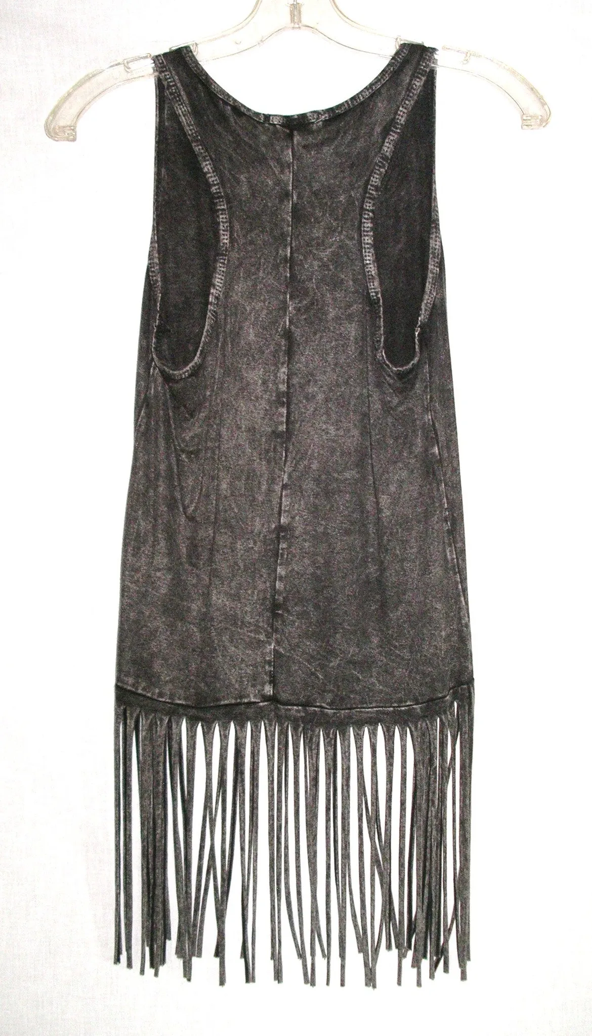 Shhh! I'm Hunting Cowboys Graphic Tank Top With Long Fringe Distressed Black Racerback Cowgirl Tee Shirt Small Medium Or Large