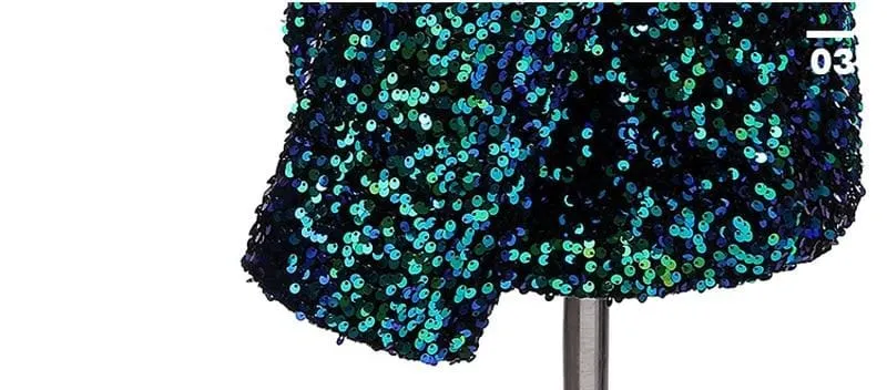 Shiny Green Shawl Collar One Button Sequins Bling Glitter Party Blazer