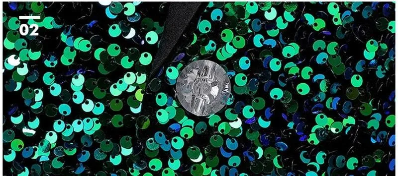 Shiny Green Shawl Collar One Button Sequins Bling Glitter Party Blazer