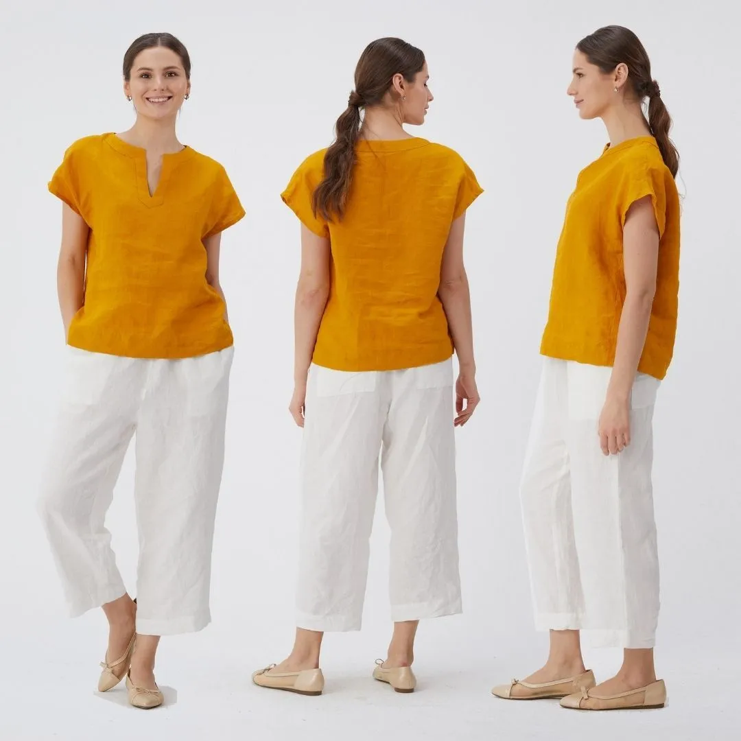 Short Sleeve Linen Top