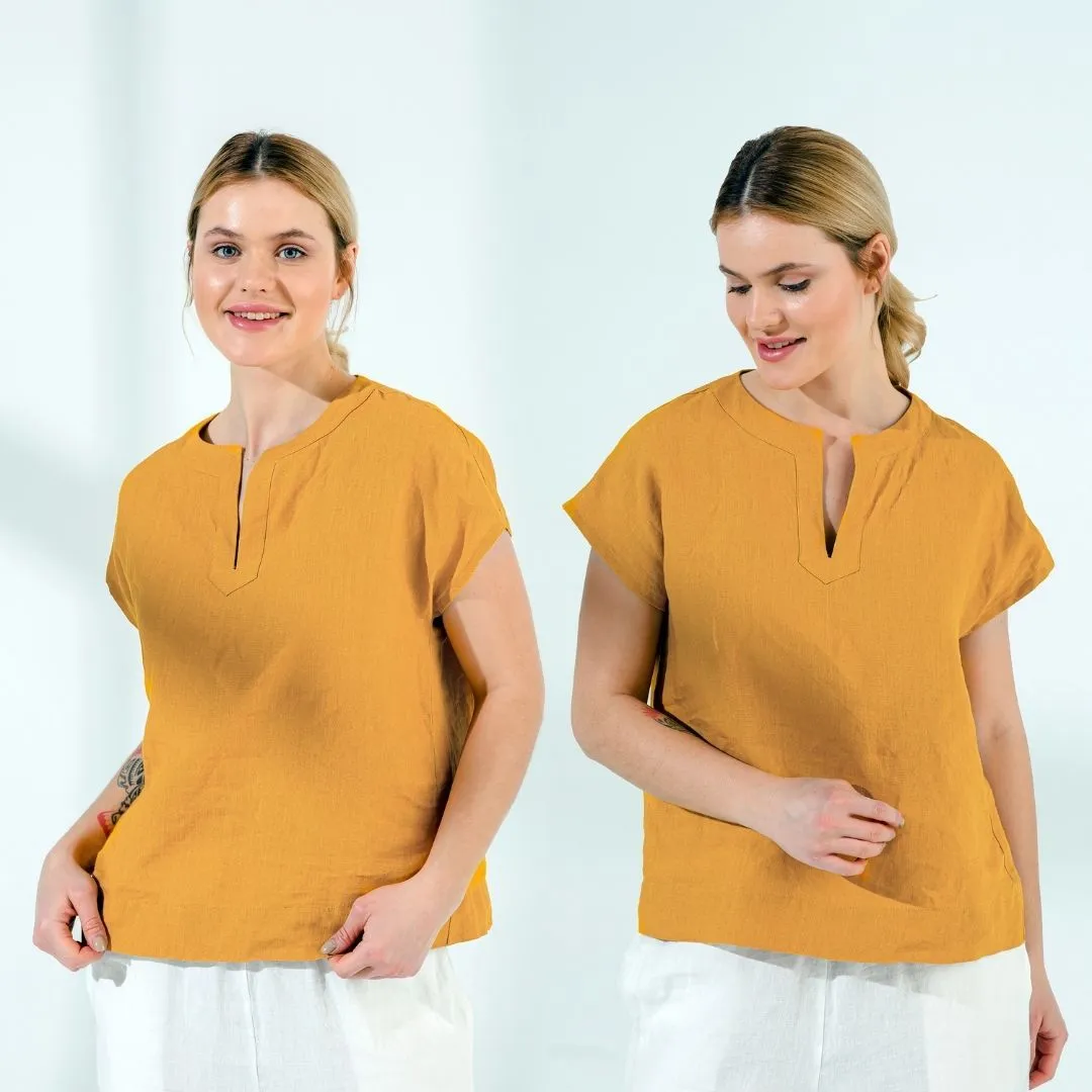 Short Sleeve Linen Top