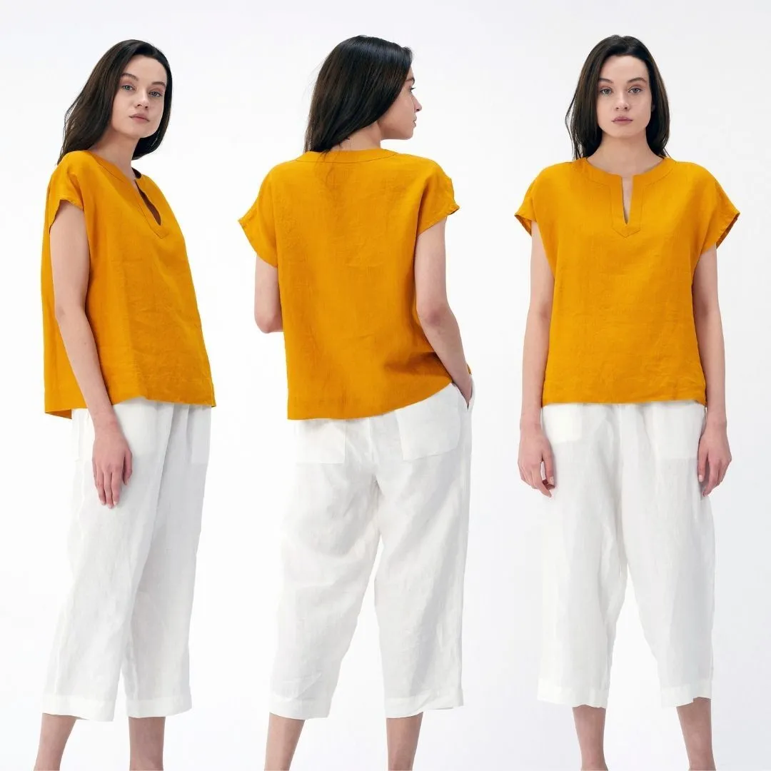 Short Sleeve Linen Top
