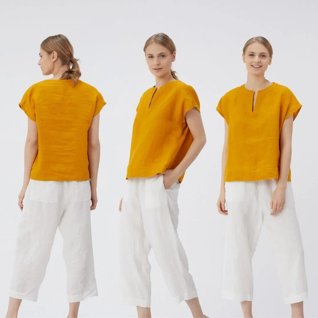 Short Sleeve Linen Top