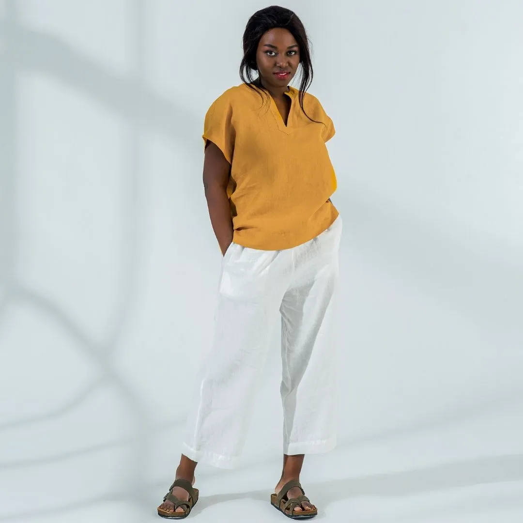 Short Sleeve Linen Top