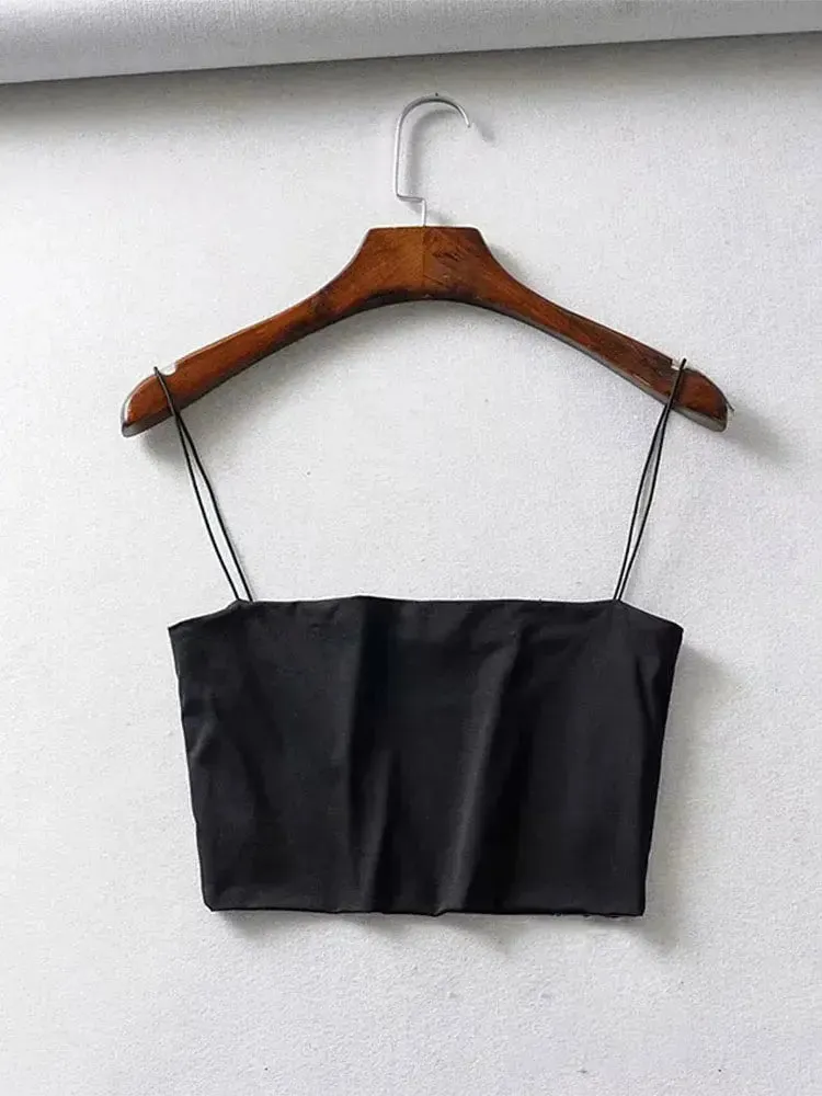 Sleeveless Cotton Cami Crop Top