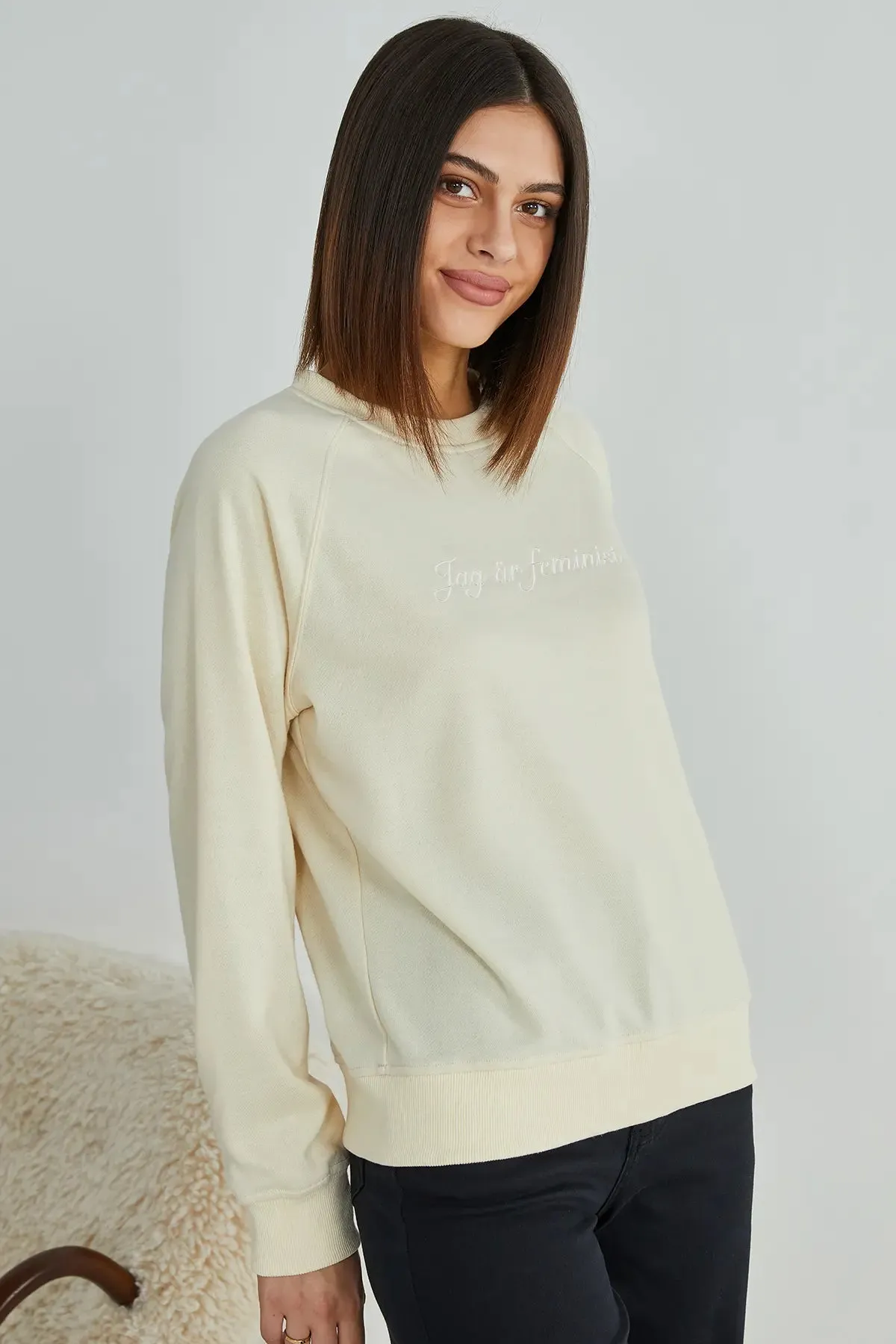 Slogan Graphic Round Neck Pullover