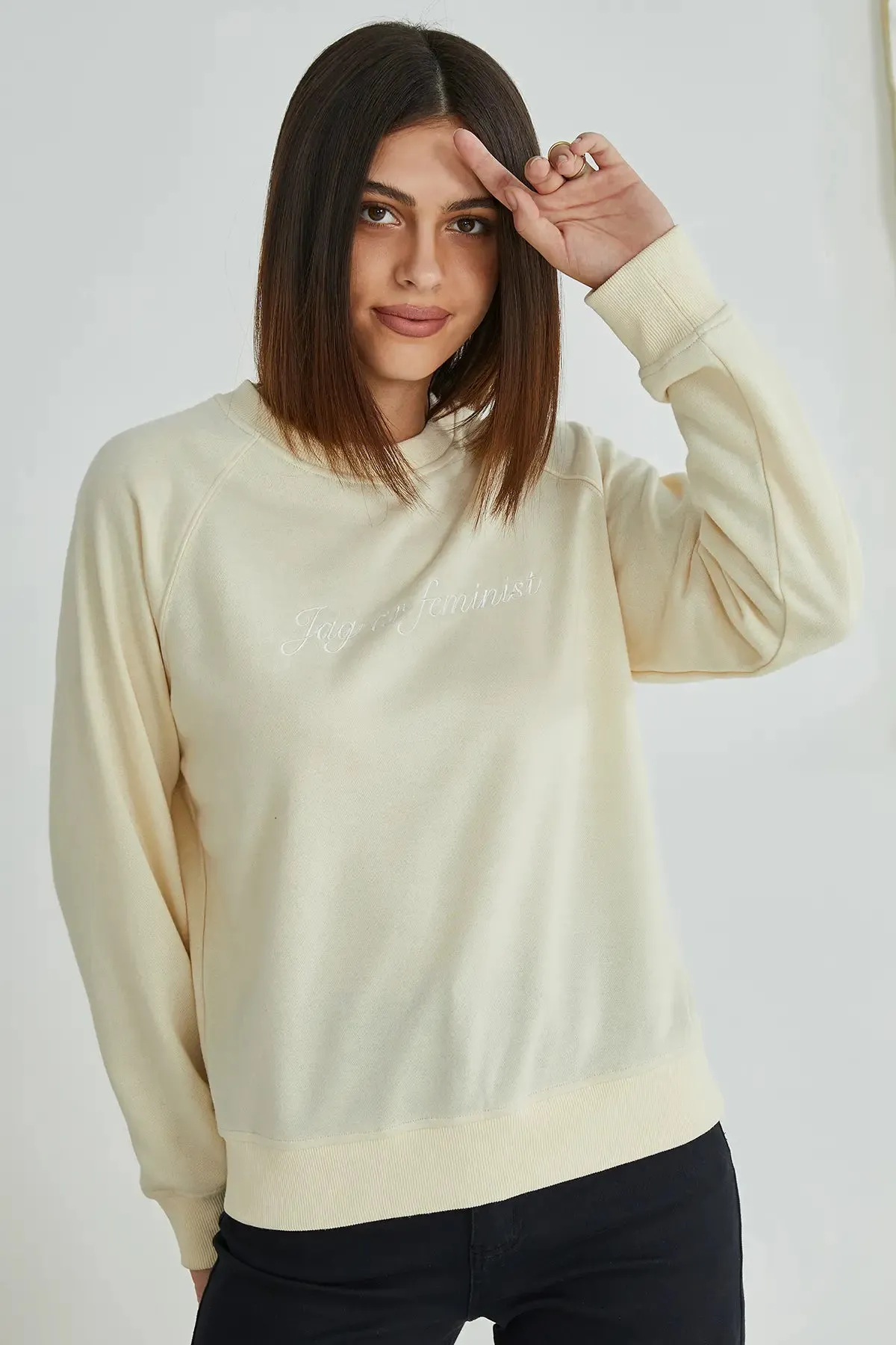 Slogan Graphic Round Neck Pullover