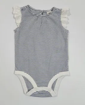 Stripe Embroidered-Sleeve Bodysuit