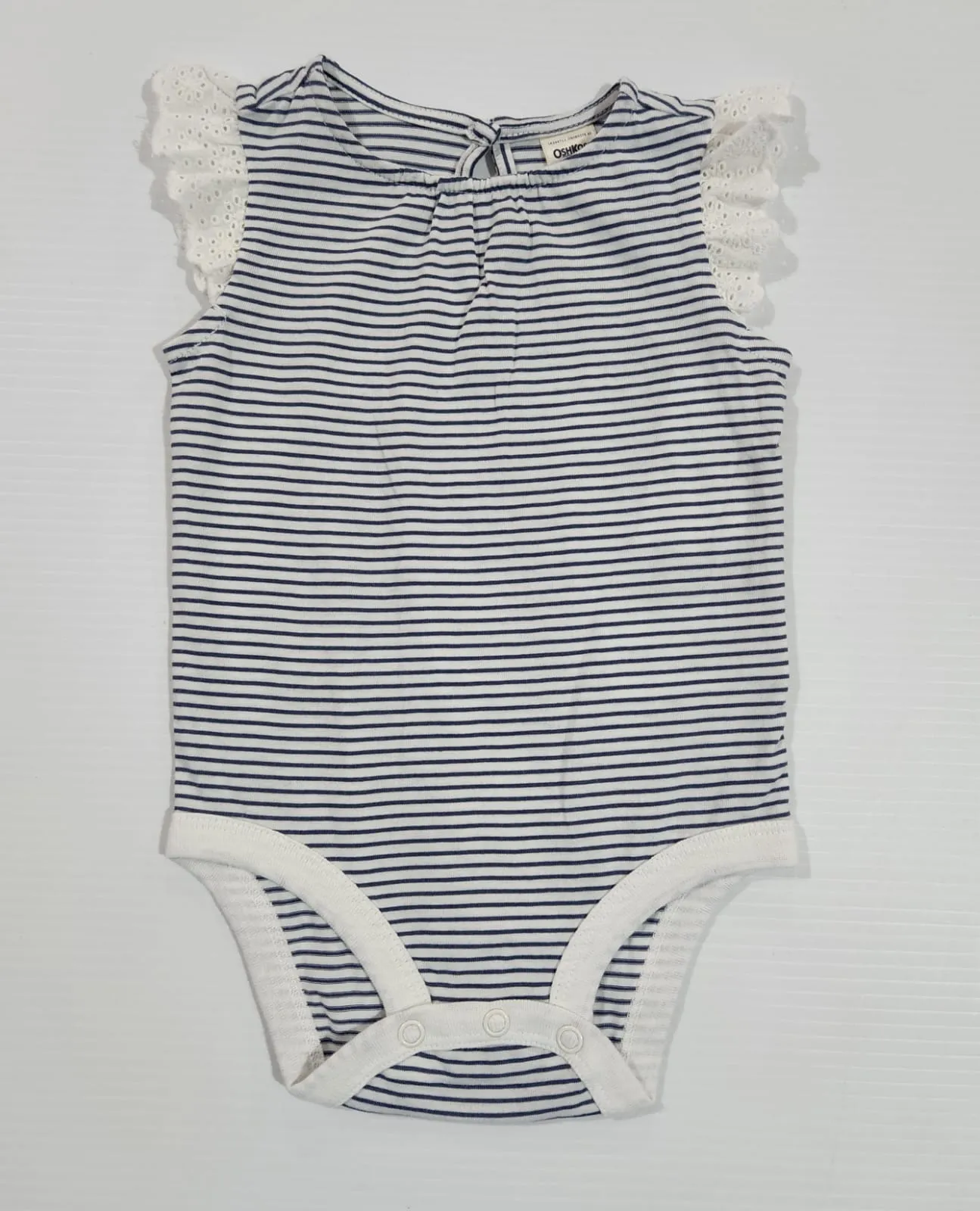 Stripe Embroidered-Sleeve Bodysuit