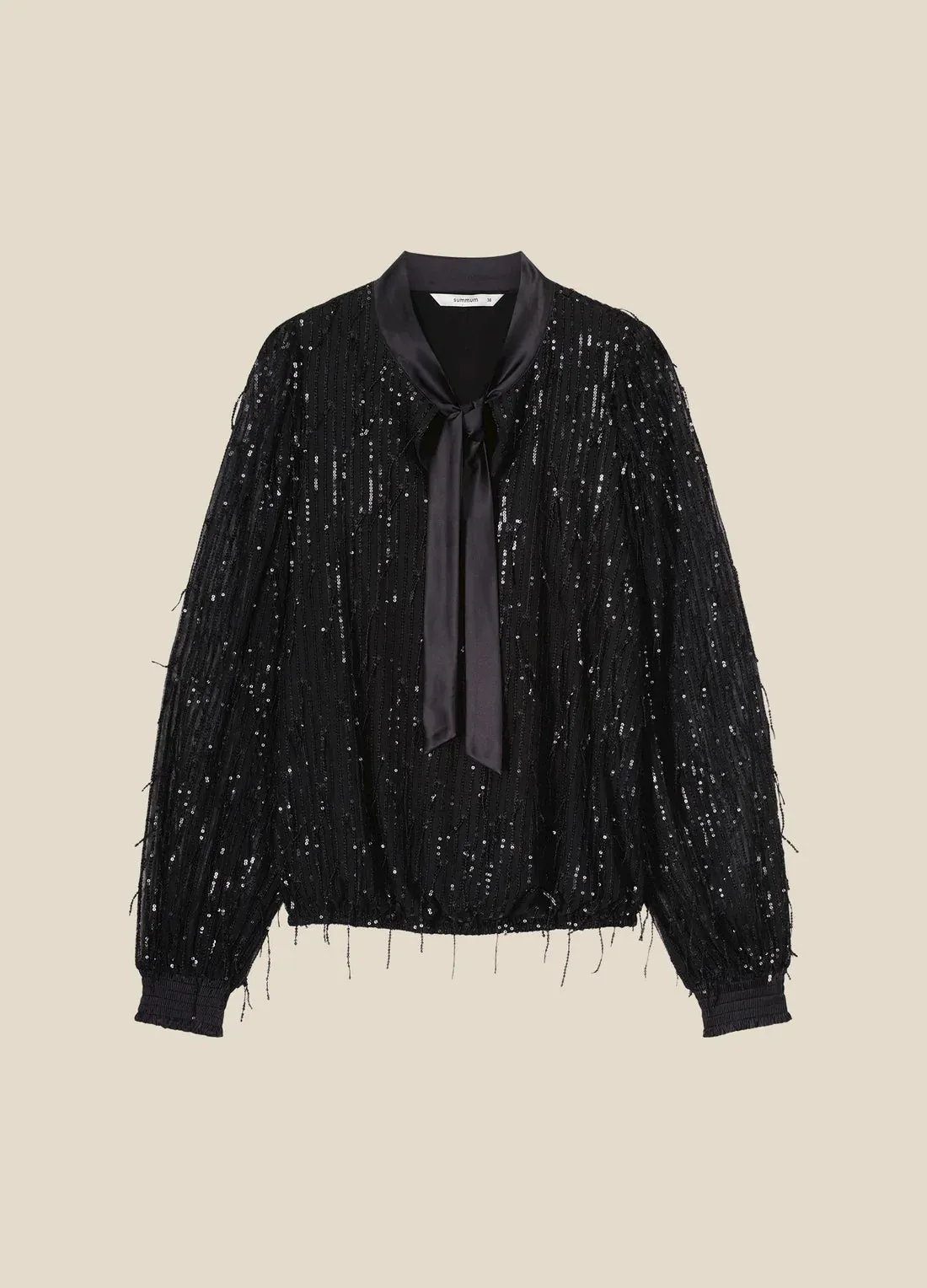 SUMMUM FRINGE SEQUINS TOP IN BLACK