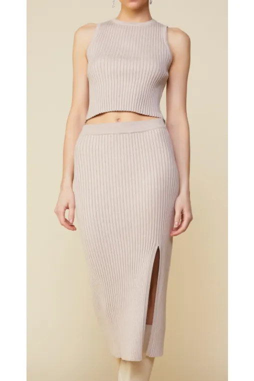 Taupe Vibes Ribbed Knit Top