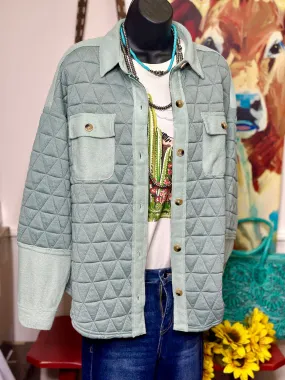 The Spring Mint Quilted Button Up Shacket