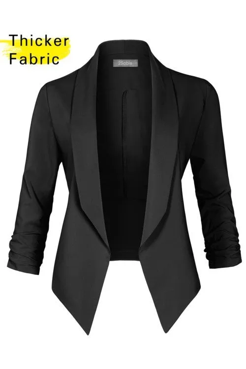 Thick 3/4 Sleeve Solid Blazer