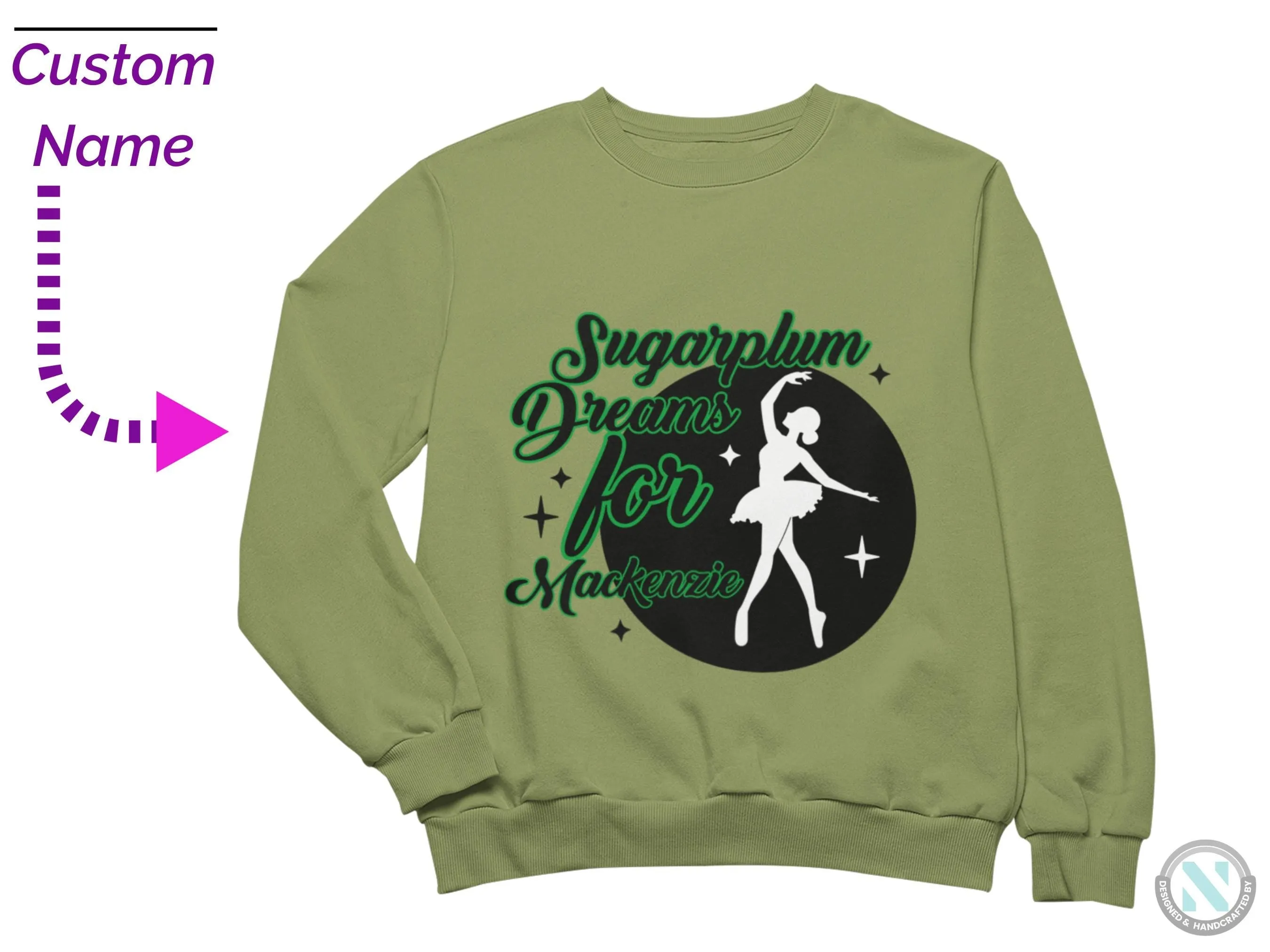 Toddler Girls Custom Name Jumper Sweatshirt with Sugarplum Dreams Gift