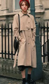 Turn-down Collar Belt Casual Loose Long Coats