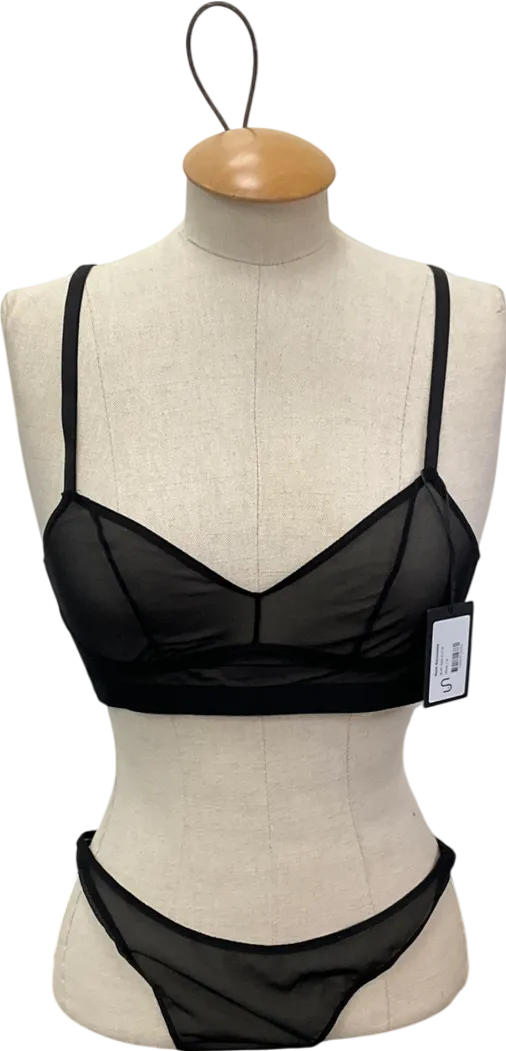 understatement Black Mesh Support Bra & Underwear UK M