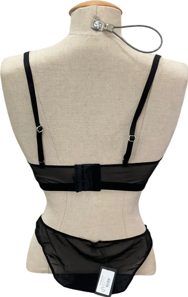 understatement Black Mesh Support Bra & Underwear UK M