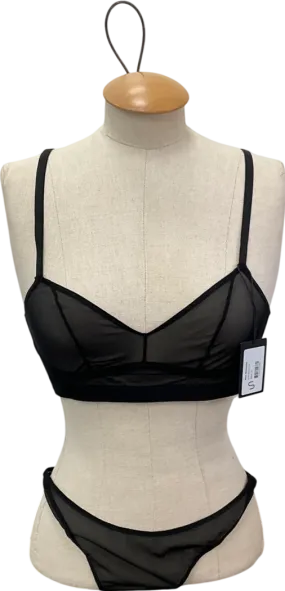 understatement Black Mesh Support Bra & Underwear UK M