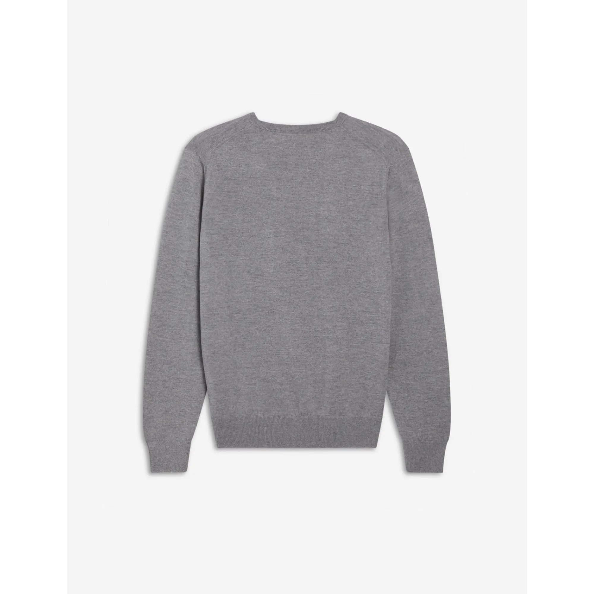 Unisex Tricolor Fox Patch Classic R-Neck Jumper - Grey Melange