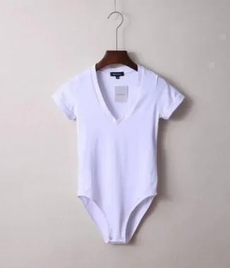 V-Neck Bodysuit  Women Jumpsuit  Short Sleeved