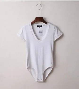 V-Neck Bodysuit  Women Jumpsuit  Short Sleeved