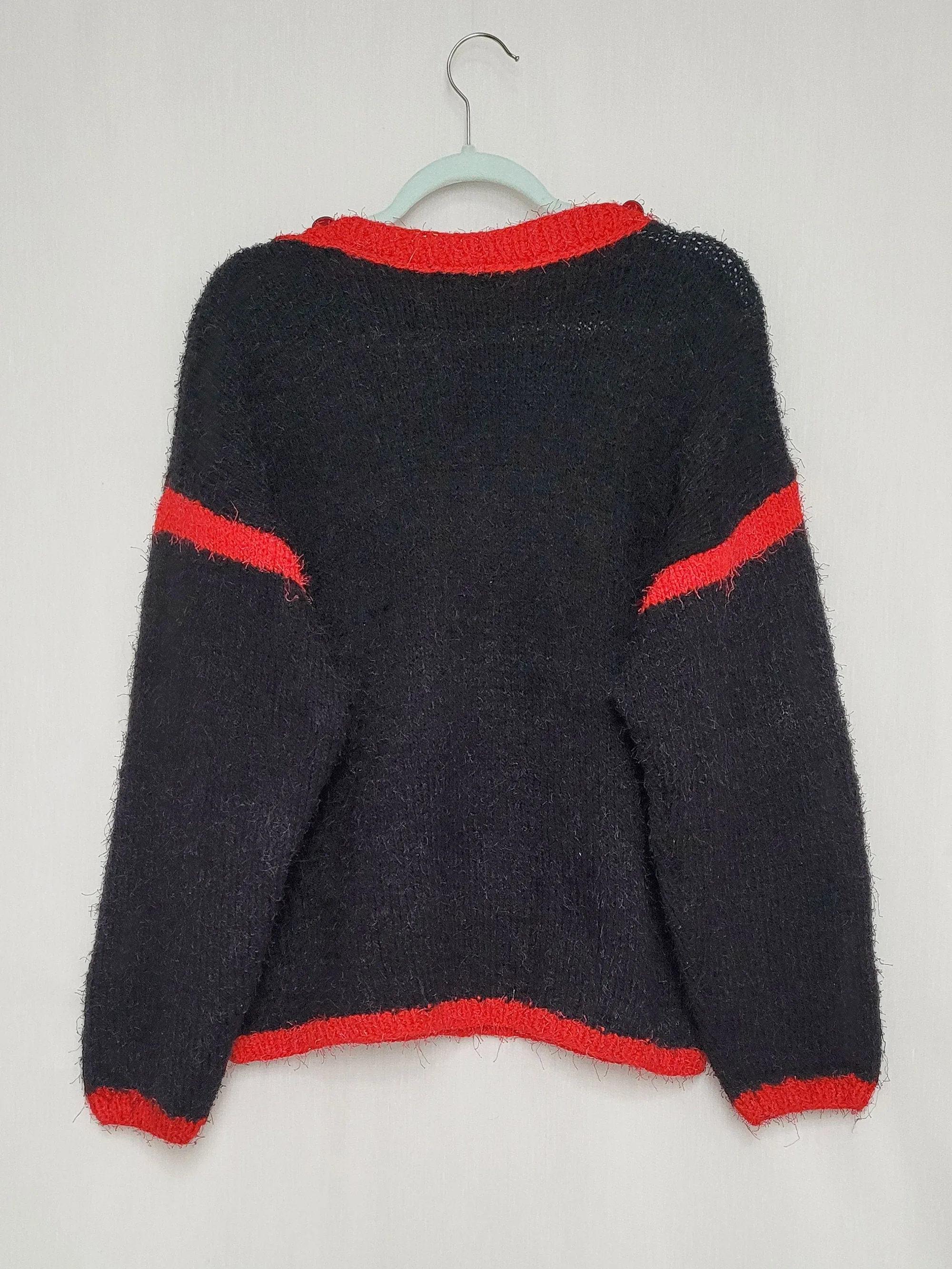 Vintage 90s black minimalist furry handmade jumper top