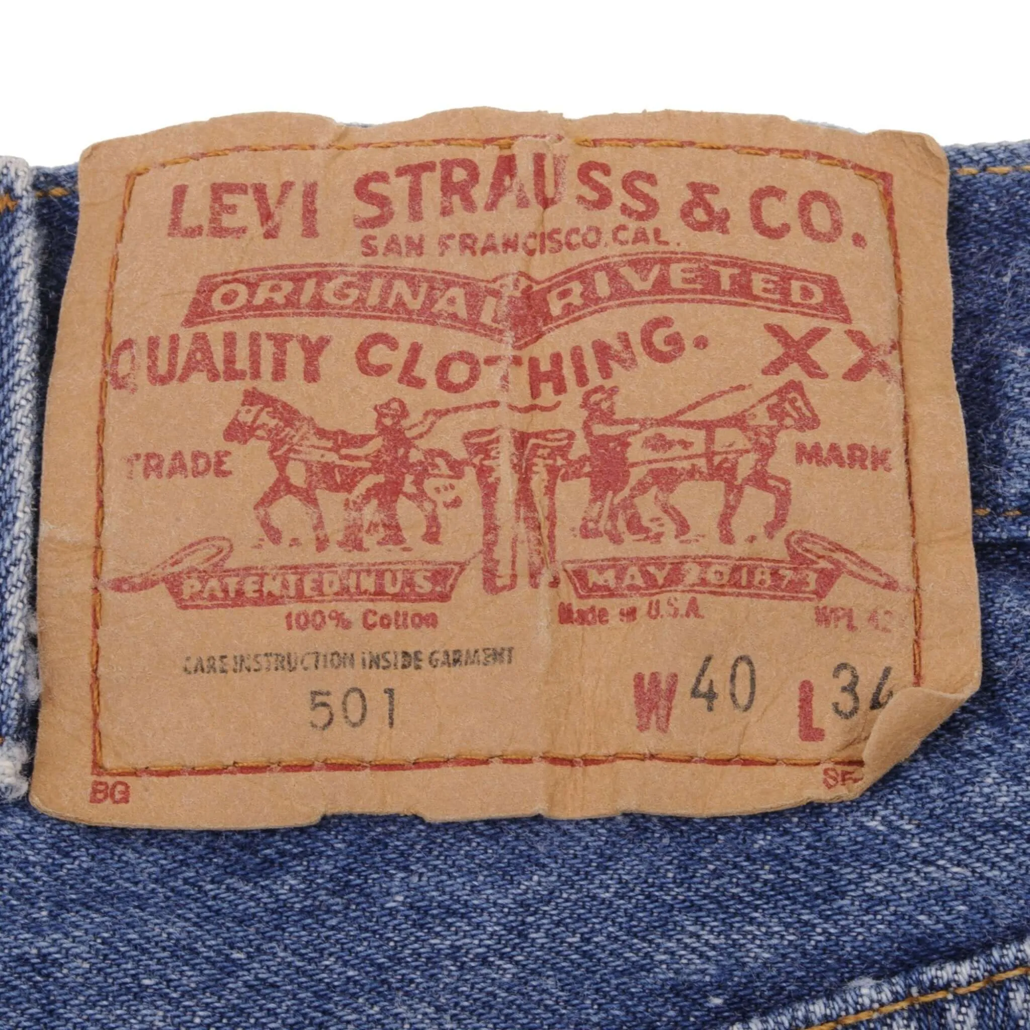 VINTAGE LEVIS 501 JEANS INDIGO 1980S SIZE W37 L32 MADE IN USA