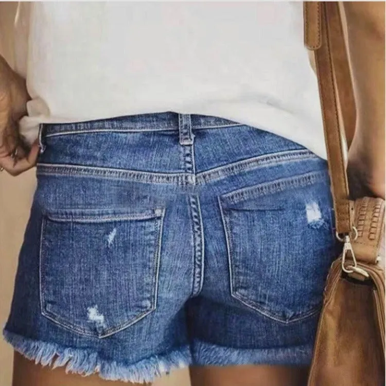 VIOLA: Ripped Denim Shorts